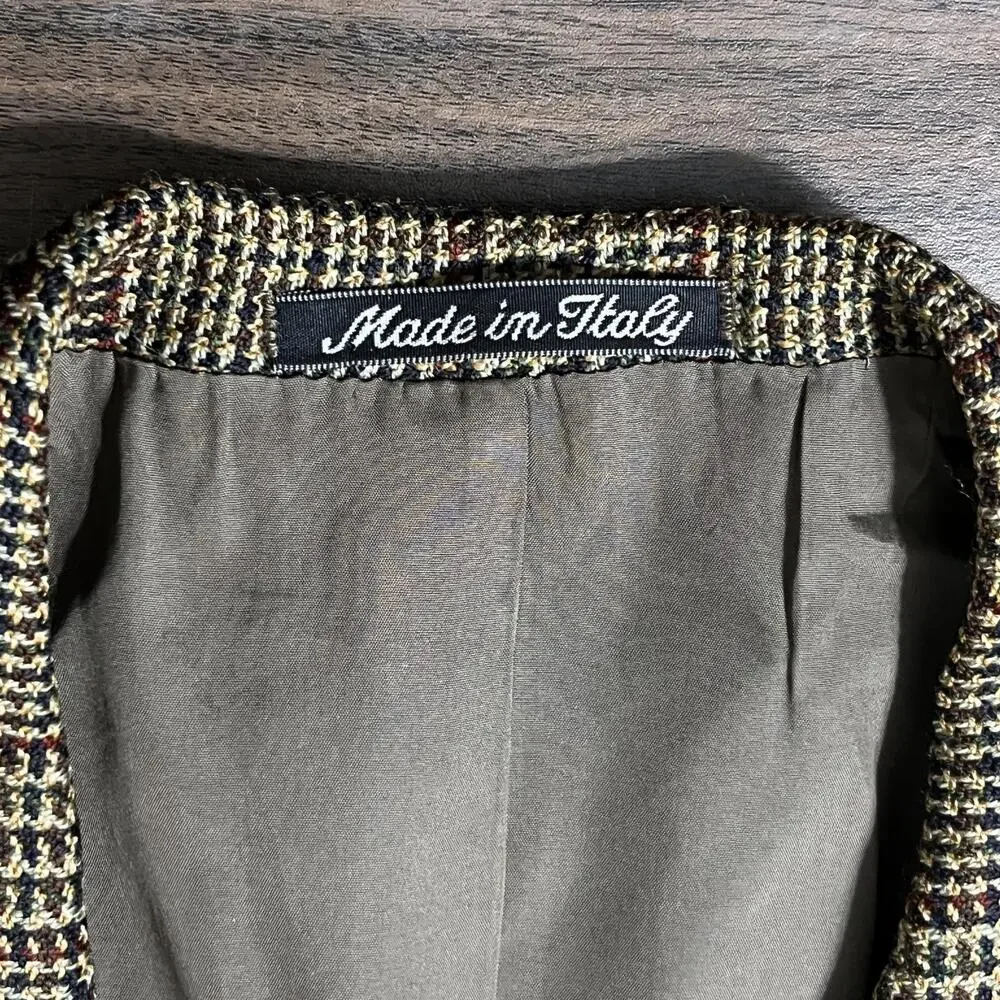 Valentino Blazer Mens 38 Vintage Herringbone Wool Tweed Sport Coat Made In Italy